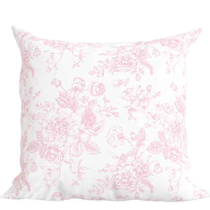 Pink Toile Floral Pillow in Rosecrest