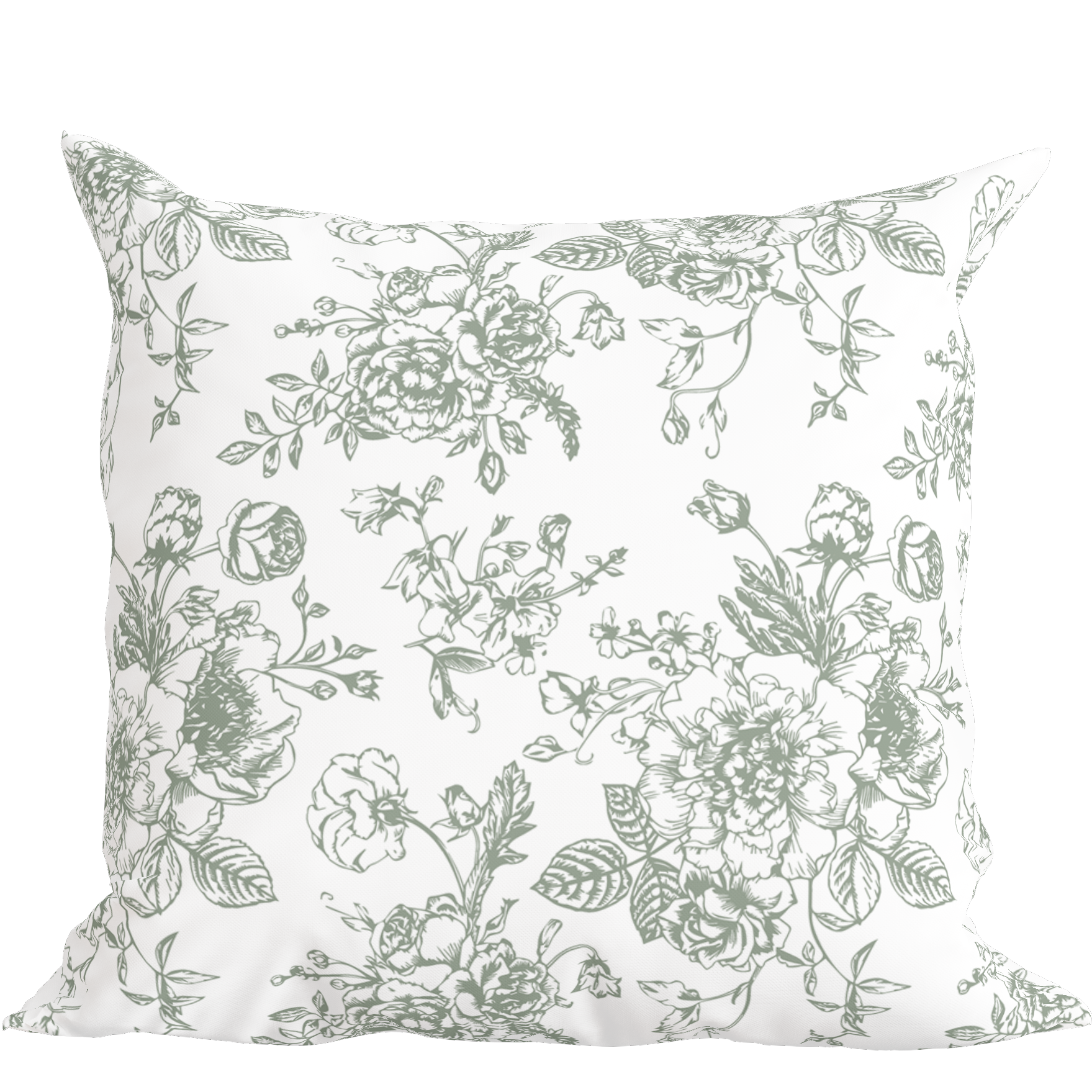 Green Floral Toile Pillow in Rosecrest