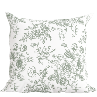 Green Floral Toile Pillow in Rosecrest