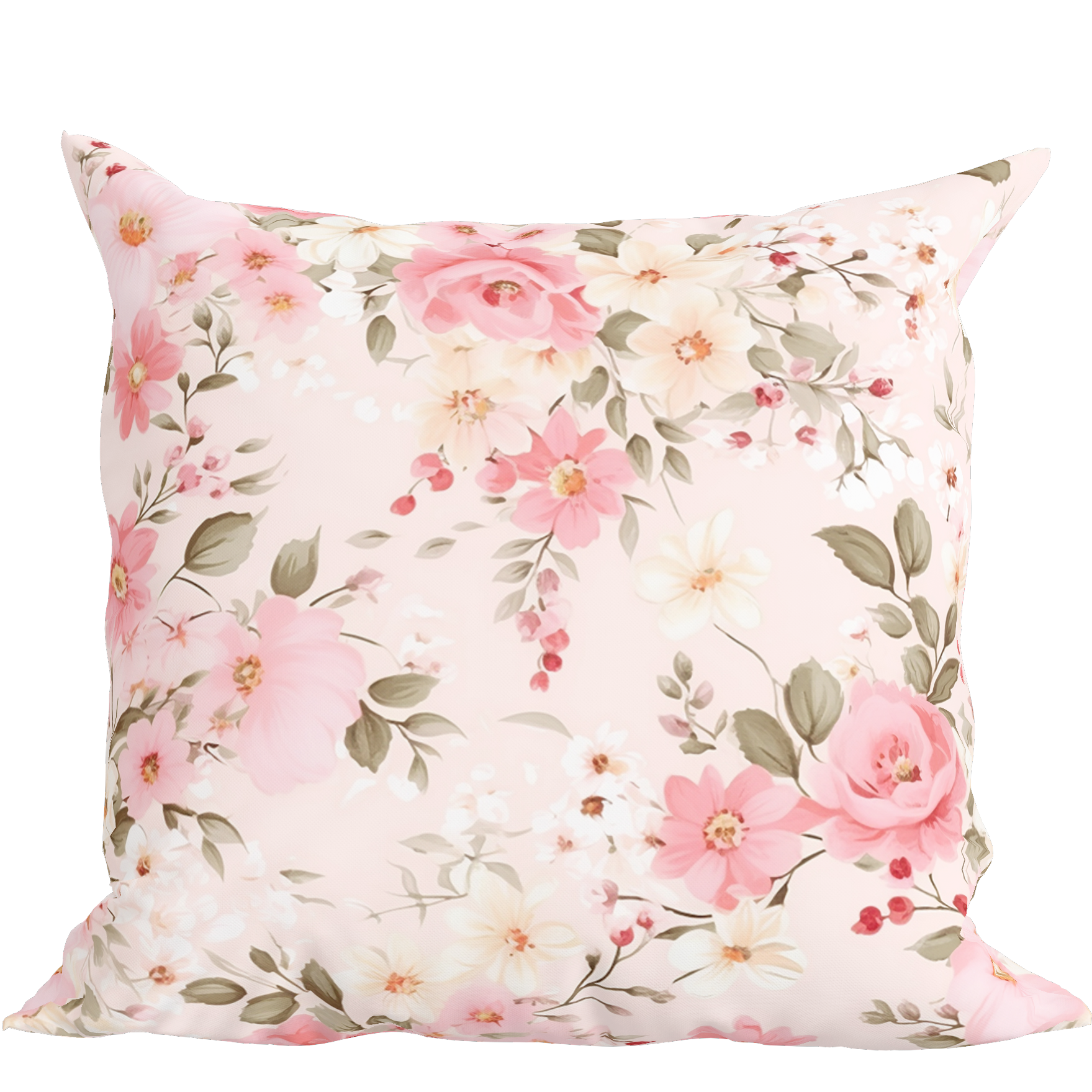 Pink Floral Pillow in Blooming Grace