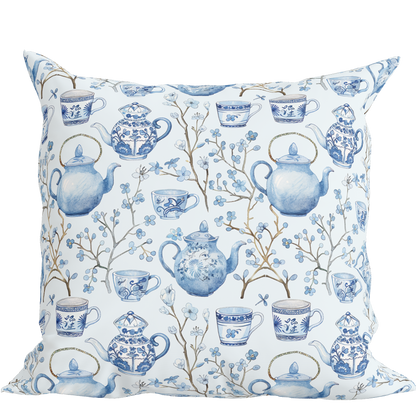 Blue Chinoiserie Pillow in Tea Time