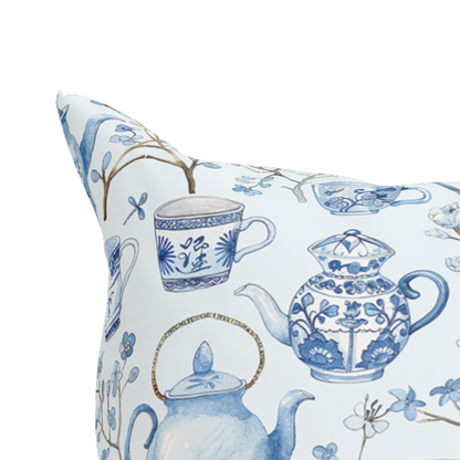 Blue Chinoiserie Pillow in Tea Time