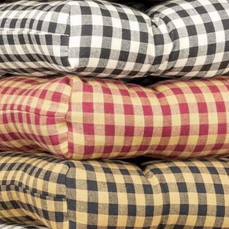 Farmhouse Check Black &amp; White Checked Chair Pad - Made in USA - 100% Cotton - Machine Washable