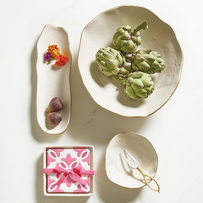 Ceramic Napkin Tray + Napkins - Moroccan Tiles