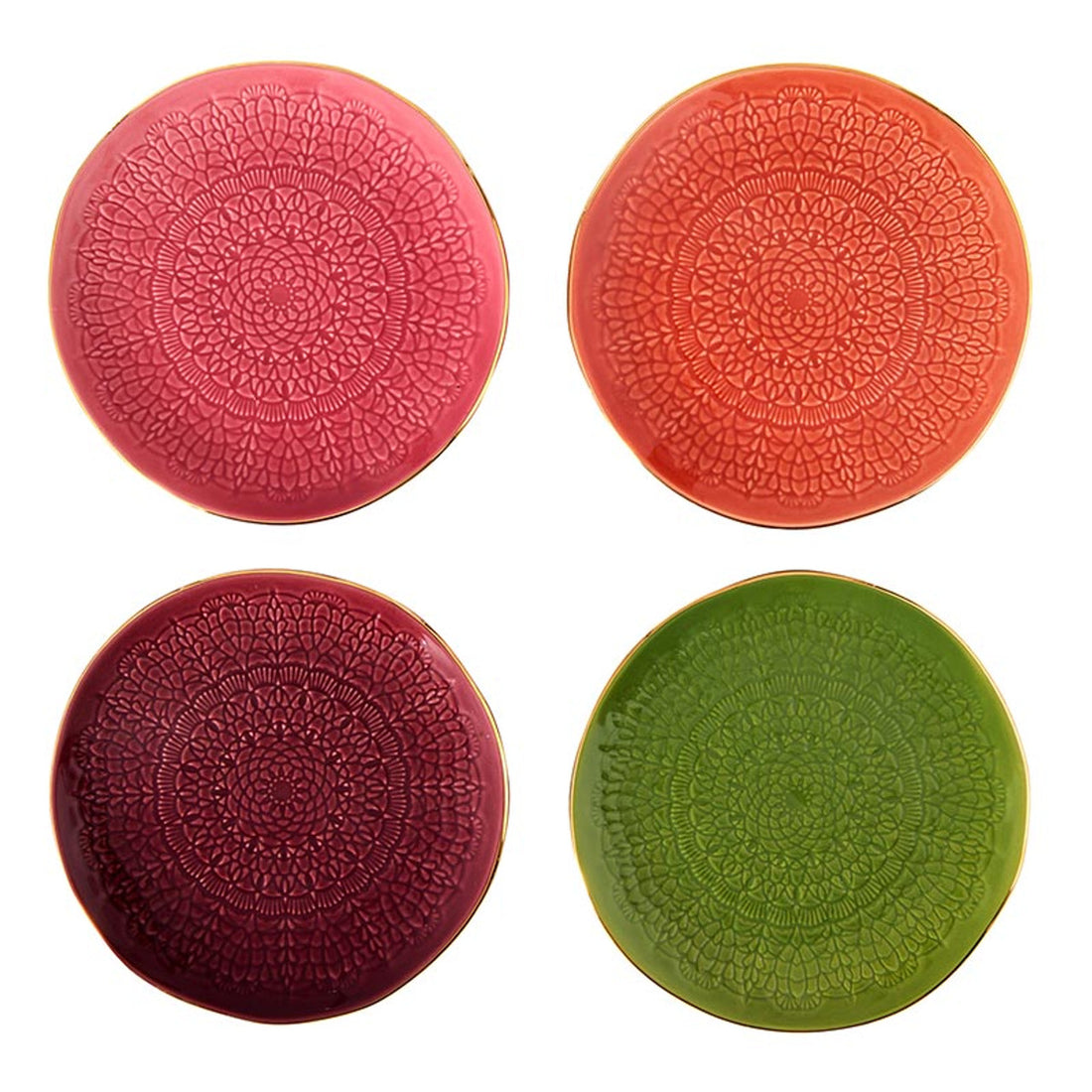 Moroccan Gold Rim Stamped Appetizer Plates - Set of 4