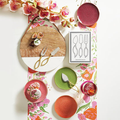 Leaf-Shaped Handle Cheese Knives - Gold