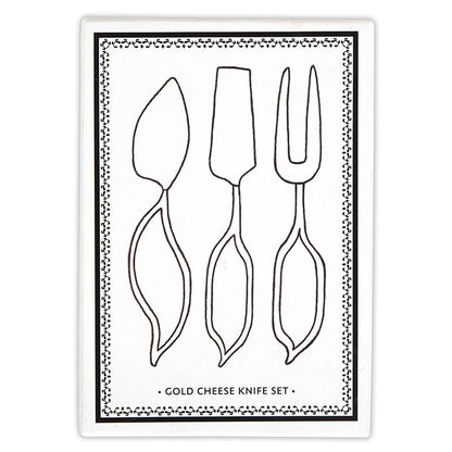 Leaf-Shaped Handle Cheese Knives - Gold