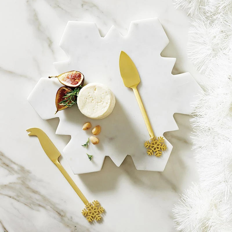 Gold Snowflake Cheese Knives - Set of 2