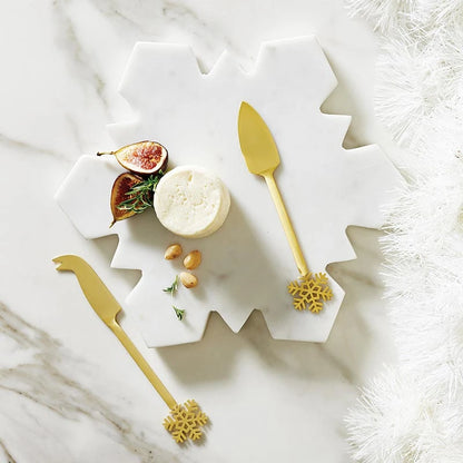 Gold Snowflake Cheese Knives - Set of 2
