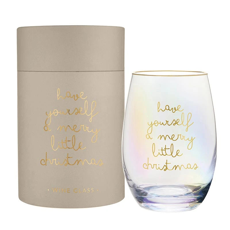 Stemless Wine Glass - Merry Little Christmas
