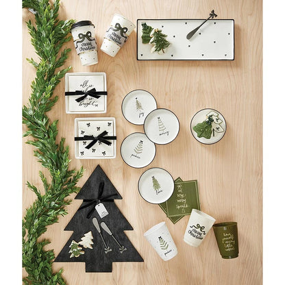 Ceramic Napkin Tray + Napkins - Black Bows