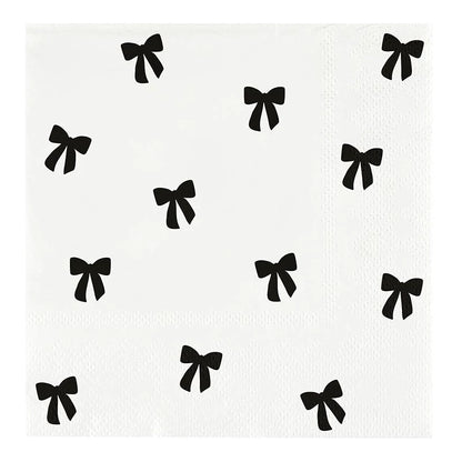 Ceramic Napkin Tray + Napkins - Black Bows