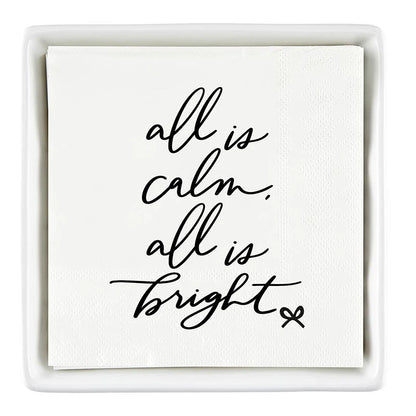 Ceramic Napkin Tray + Napkins - All is Bright Bow