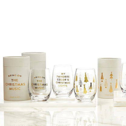 Stemless Wine Glass - Bring on the Christmas Music