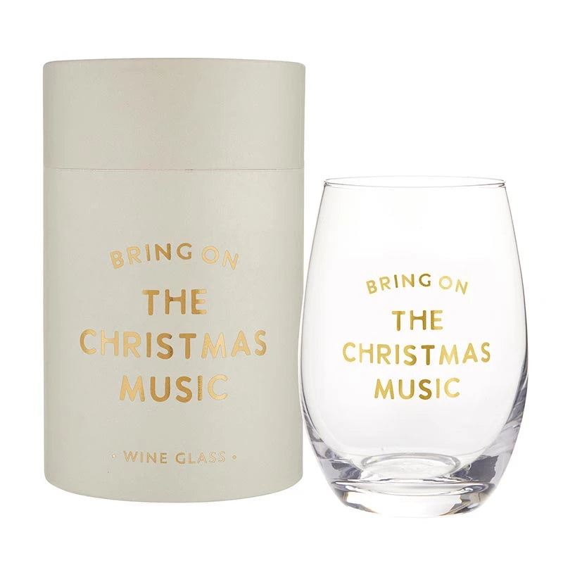 Stemless Wine Glass - Bring on the Christmas Music
