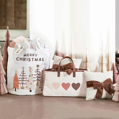 Large Canvas Storage Tote - Blush Trees