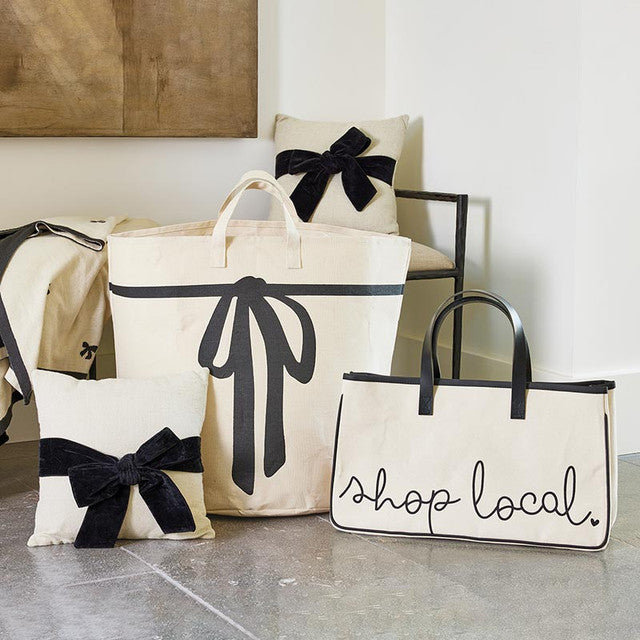 Velvet Bow Pillow - Black