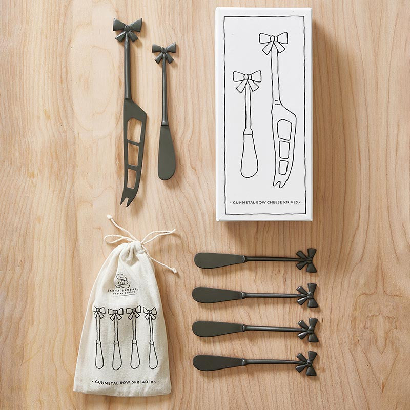 Gun Metal Bow Charcuterie Essentials Spreaders - Set of 4