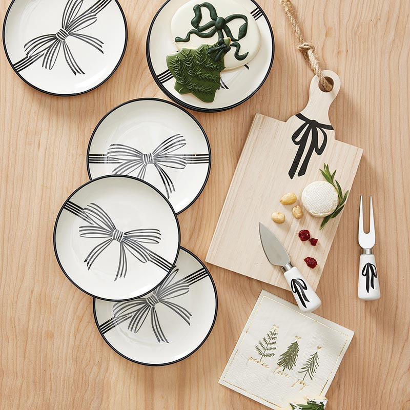Black Bow Appetizer Plates - Set of 4