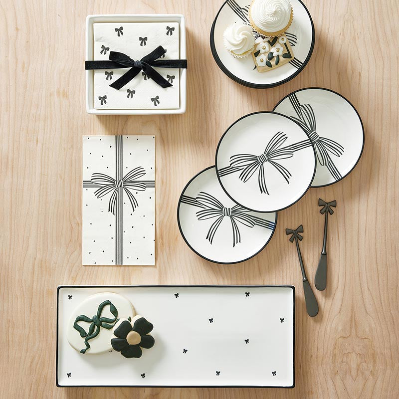Black Bow Appetizer Plates - Set of 4