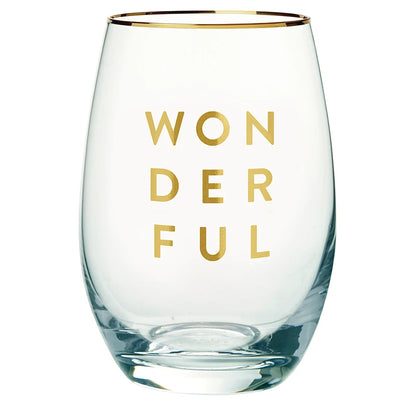 Gold Foil Stemless Wine Glass - Wonderful