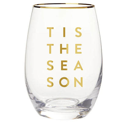 Gold Foil Stemless Wine Glass - Tis The Season