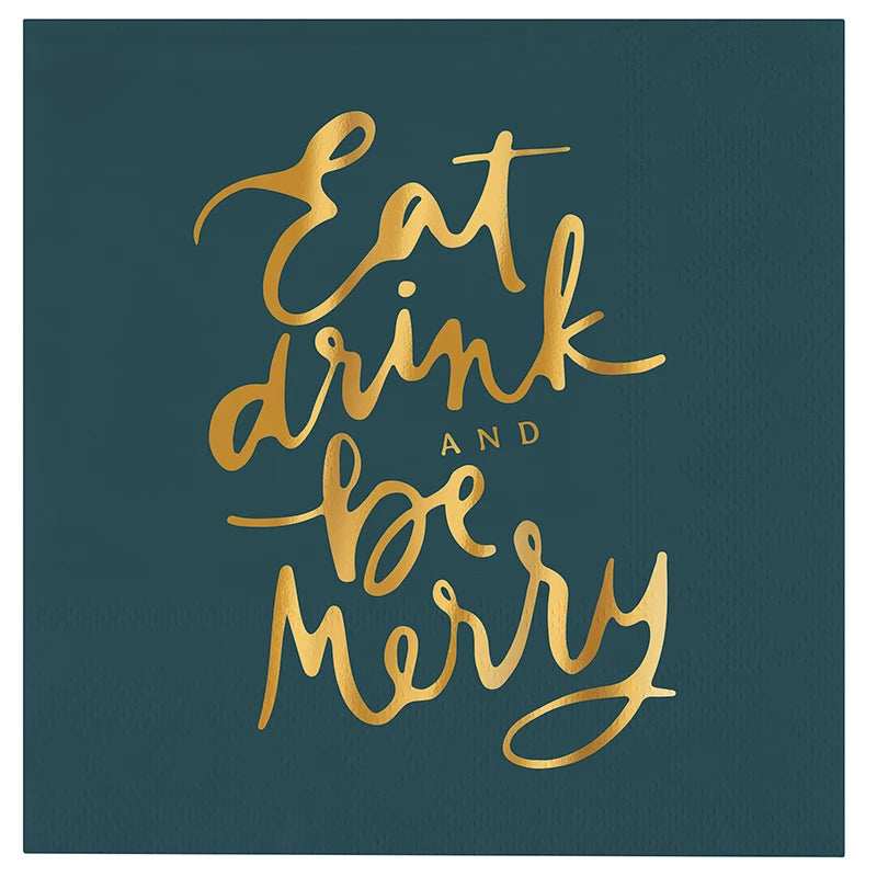 Ceramic Napkin Tray + Napkins - Eat Drink and be Merry