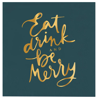 Ceramic Napkin Tray + Napkins - Eat Drink and be Merry