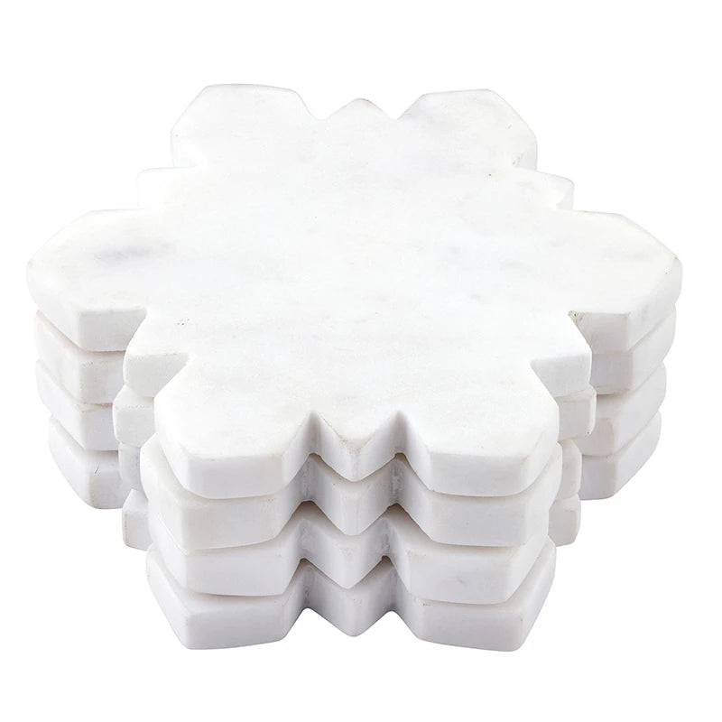 Die-Cut Snowflake Marble Coasters - Set of 4
