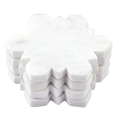 Die-Cut Snowflake Marble Coasters - Set of 4