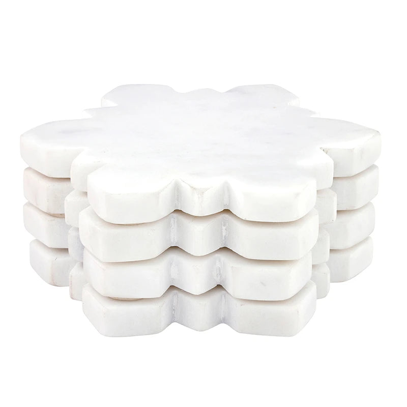 Die-Cut Snowflake Marble Coasters - Set of 4