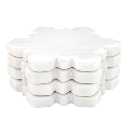 Die-Cut Snowflake Marble Coasters - Set of 4
