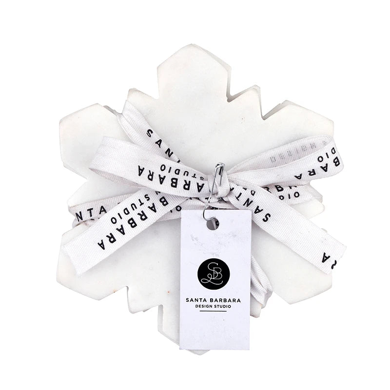 Die-Cut Snowflake Marble Coasters - Set of 4