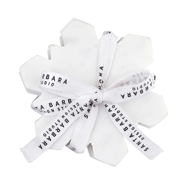Die-Cut Snowflake Marble Coasters - Set of 4