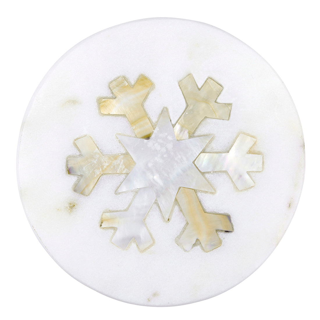 Mother Of Pearl Snowflake Marble Coasters - Set of 4