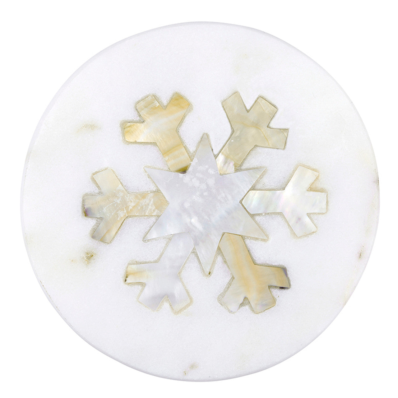 Mother Of Pearl Snowflake Marble Coasters - Set of 4