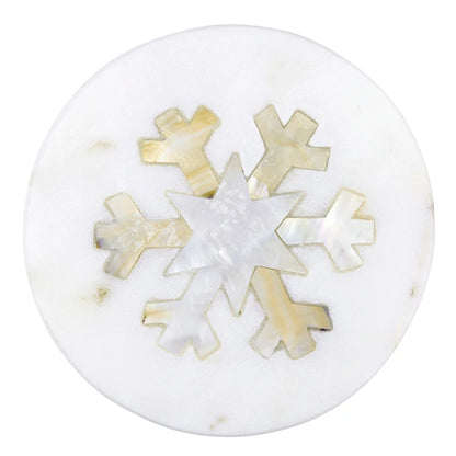 Mother Of Pearl Snowflake Marble Coasters - Set of 4