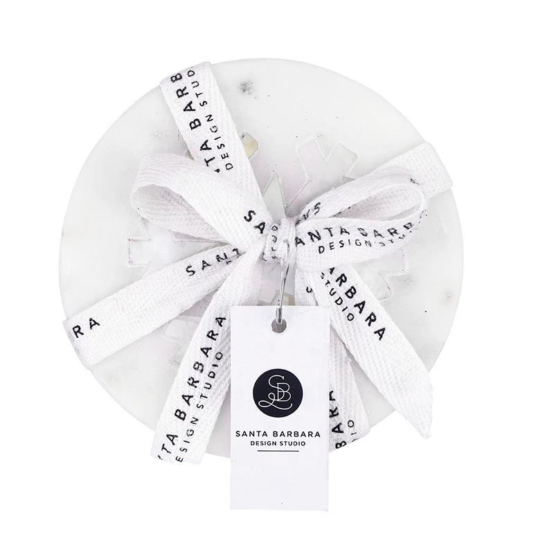 Mother Of Pearl Snowflake Marble Coasters - Set of 4