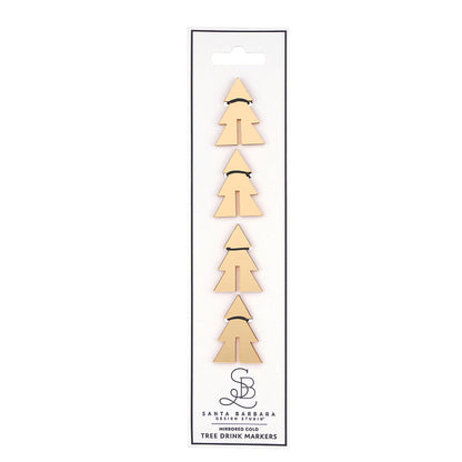 Mirrored Gold Tree Drink Markers - Set of 4
