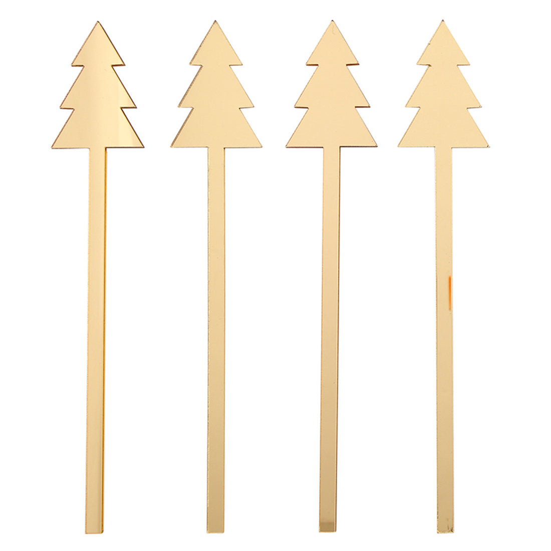Mirrored Gold Tree Stir Sticks - Set of 4