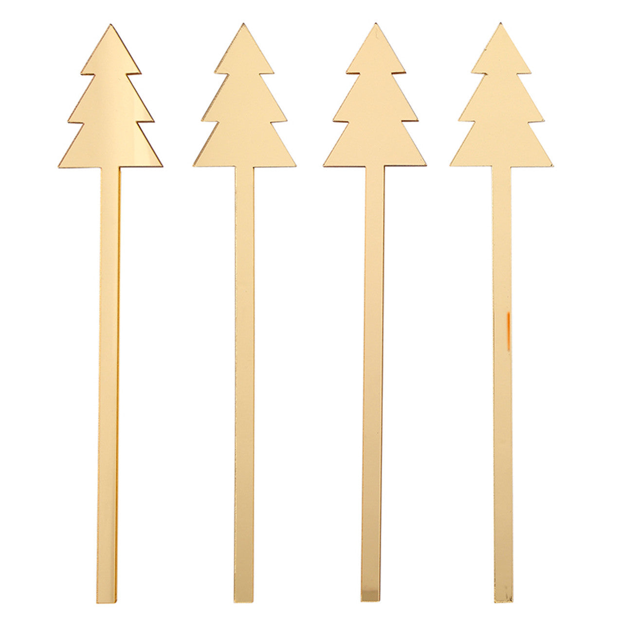 Mirrored Gold Tree Stir Sticks - Set of 4