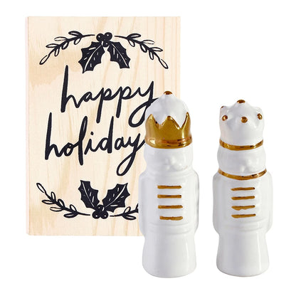 Ceramic Nutcrackers In Wood Box