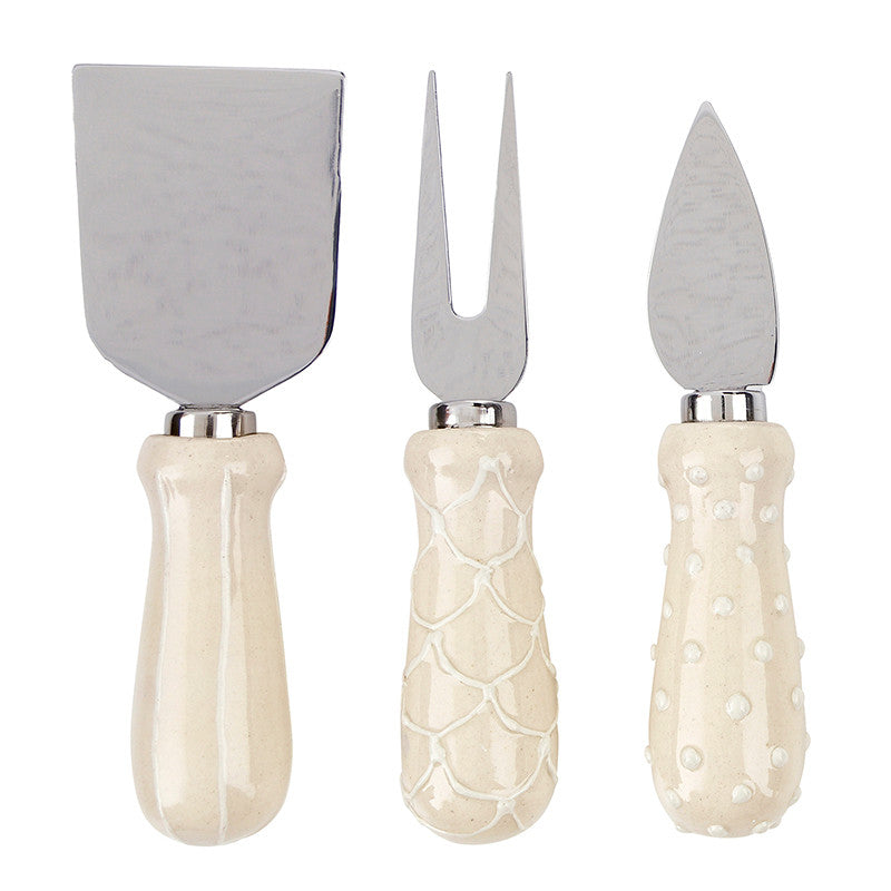 Ceramic Cheese Knives - White - Set of 3