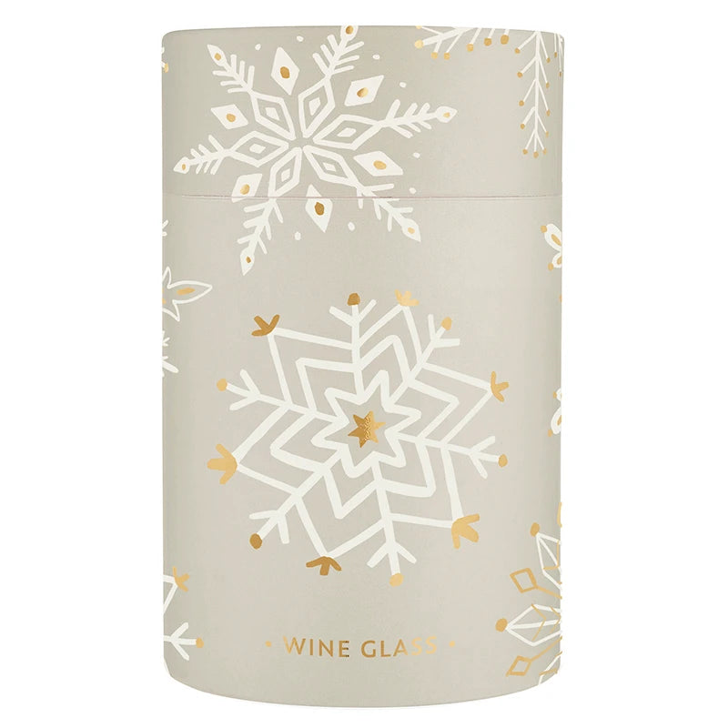 Gold Foil Stemless Wine Glass - Snowflakes