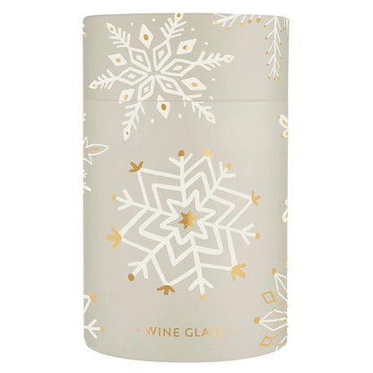 Gold Foil Stemless Wine Glass - Snowflakes