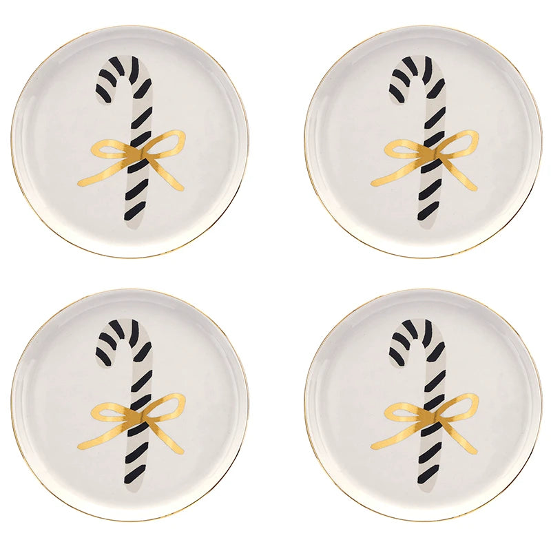 Ceramic Appetizer Plates - Candy Cane - Set of 4