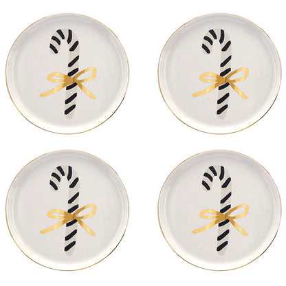 Ceramic Appetizer Plates - Candy Cane - Set of 4