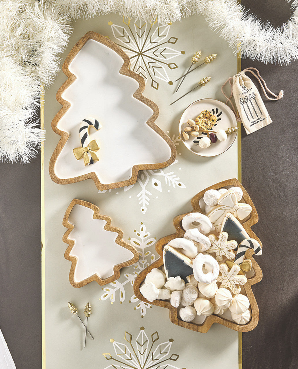 Wood + Enamel Tree Platter - Large