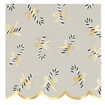 Ceramic Napkin Tray + Napkins - Candy Canes