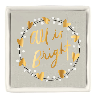 Ceramic Napkin Tray + Napkins - All is Bright